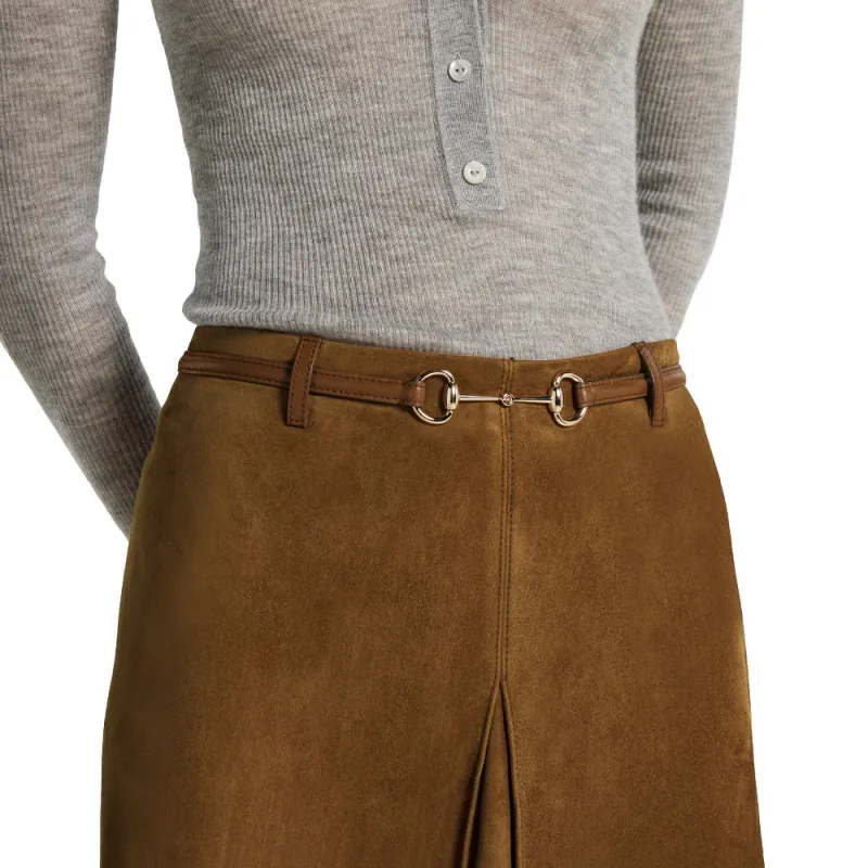 GUCCI FW25 Casual Long Skirt Women's Light Brown-3