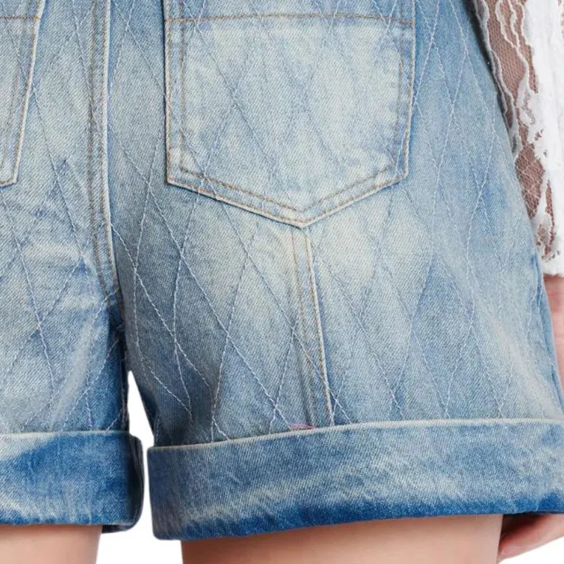 BALMAIN Diamond Denim Shorts-6