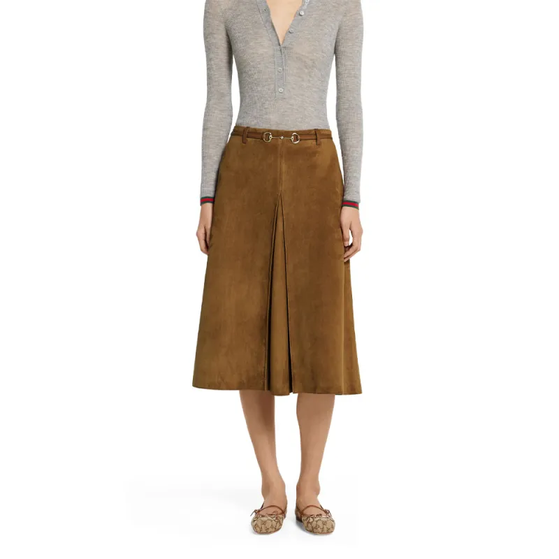 GUCCI FW25 Casual Long Skirt Women's Light Brown-1