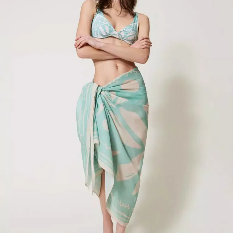 Twinset Leaf Print Wrap Skirt-1