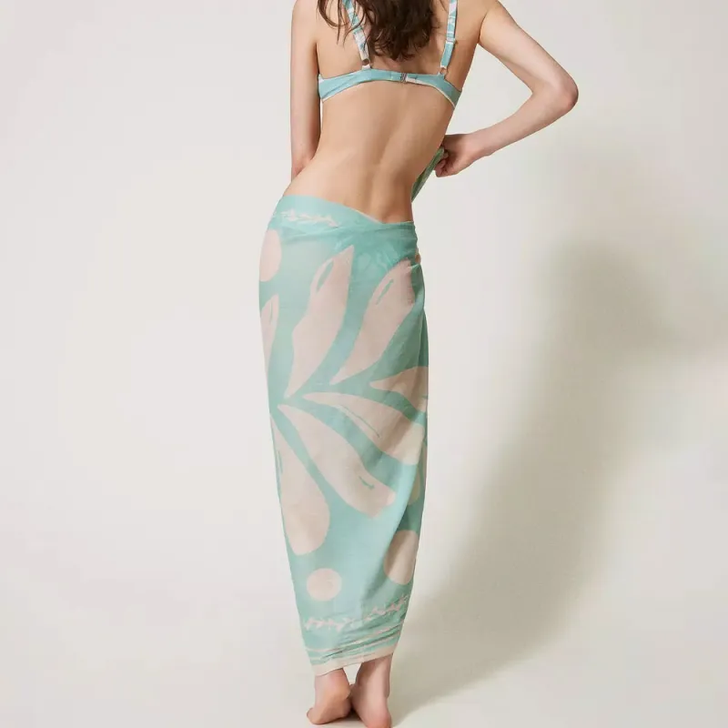 Twinset Leaf Print Wrap Skirt-2