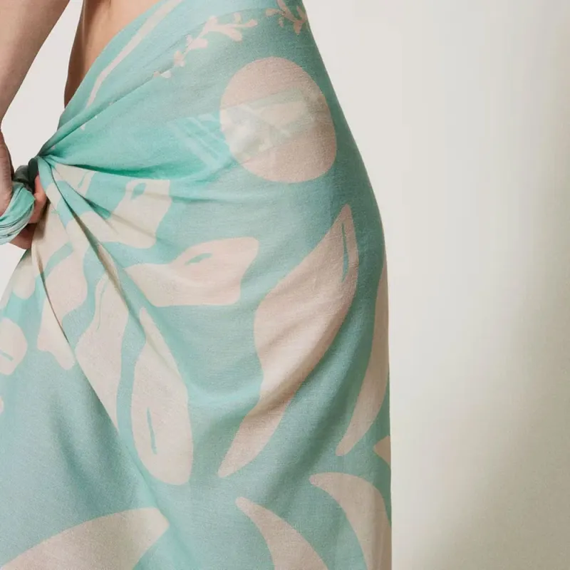 Twinset Leaf Print Wrap Skirt-3