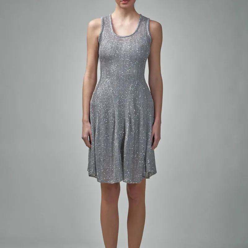 Alaia Sequin Knit Skater Dress-1
