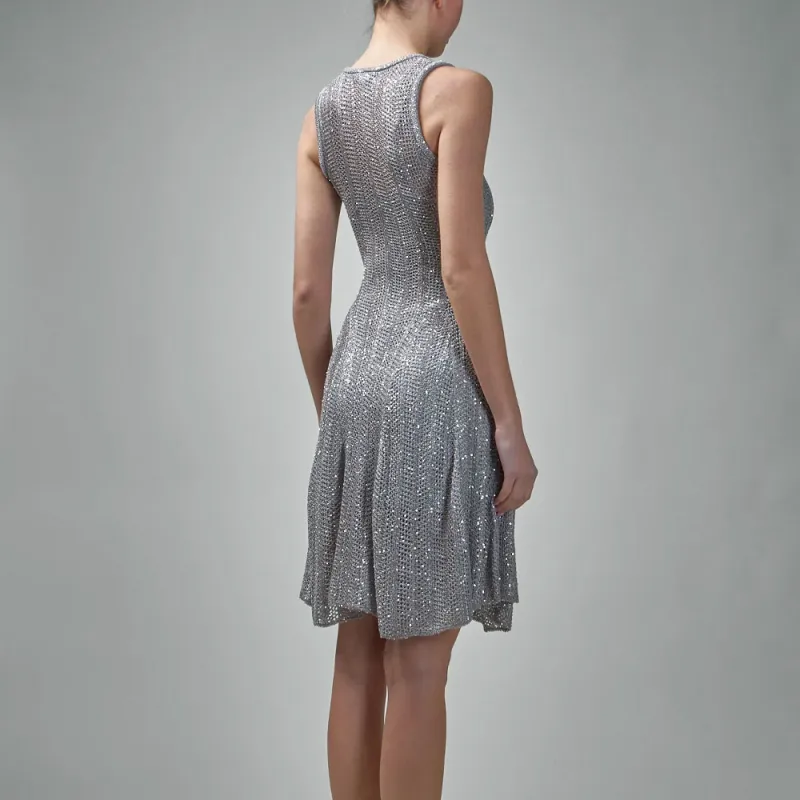 Alaia Sequin Knit Skater Dress-2