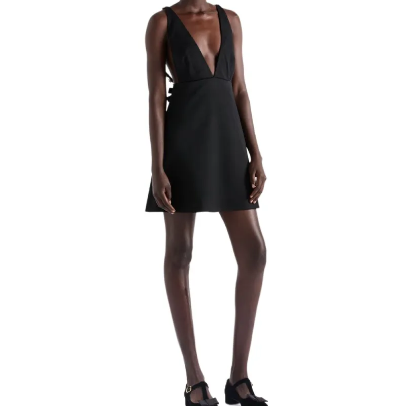 PRADA V Neck Embellished Sleeveless Mini Dress-1