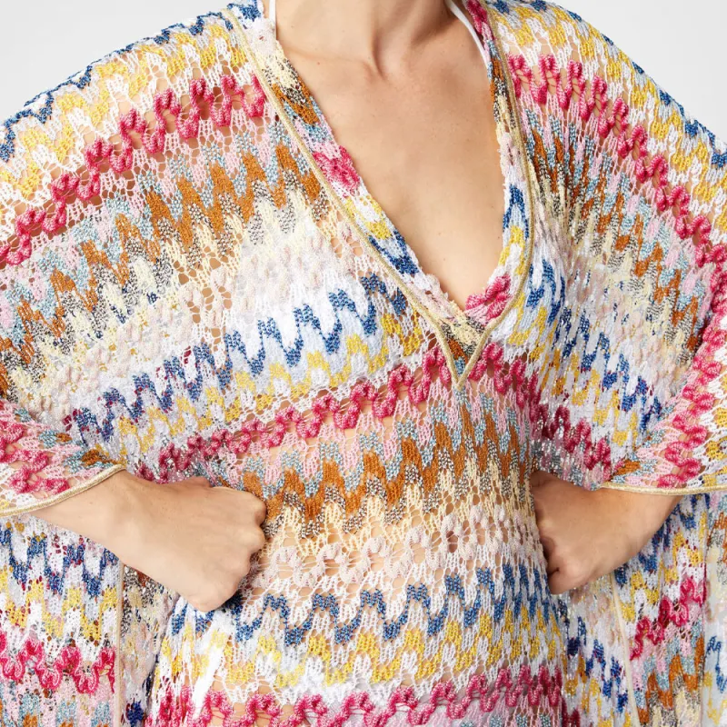MISSONI V Neck Crochet Beach Cover Up-4
