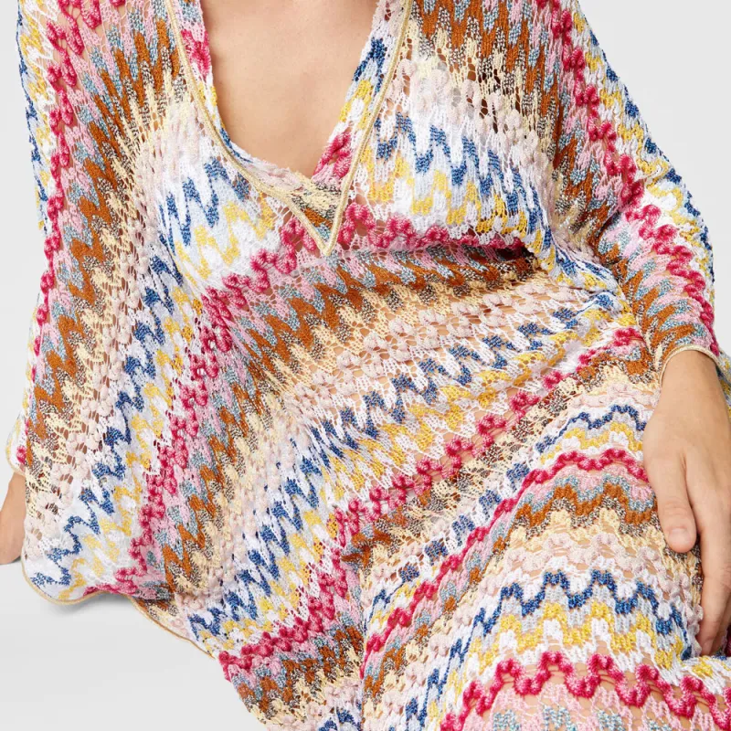 MISSONI V Neck Crochet Beach Cover Up-3