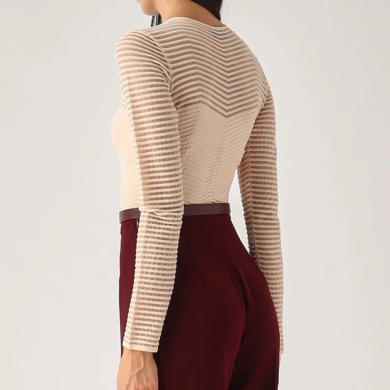 Elisabetta Franchi Herringbone Pattern Long Sleeved Bodysuit-3