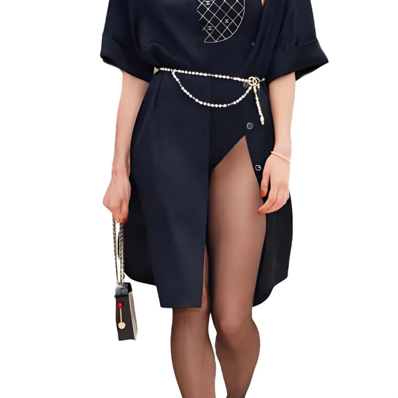CHANEL SS23 Short-Sleeved Dresses Women's Black-4