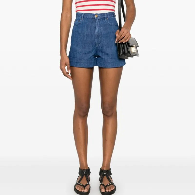 Valentino Logo Patch Denim Shorts-2