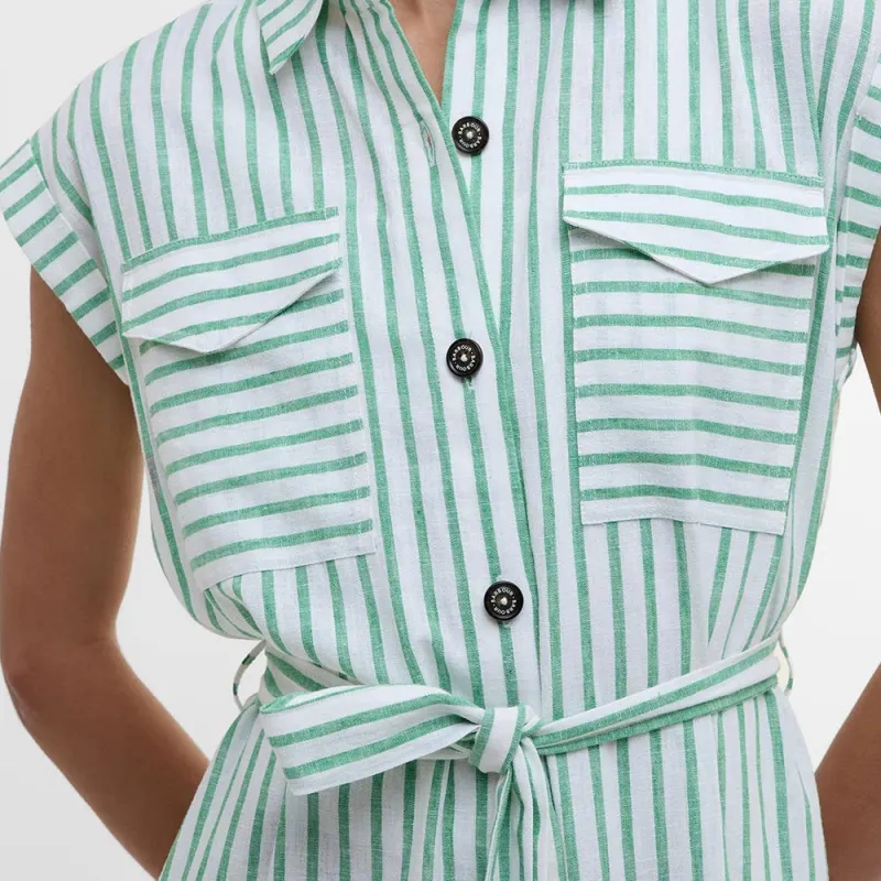 BARBOUR Short Sleeved Dress Women's Green-4