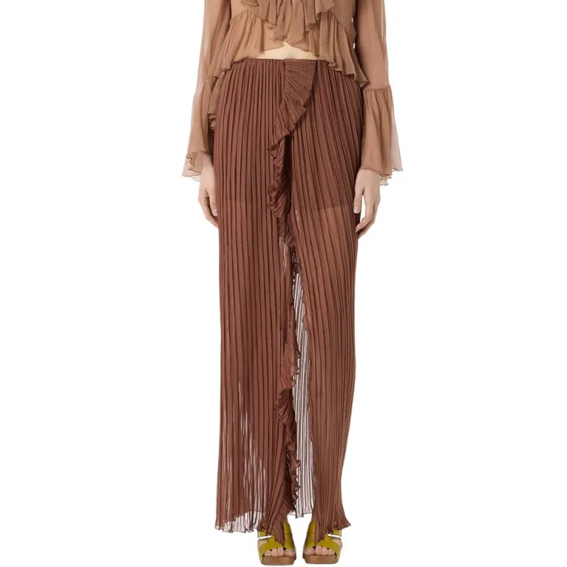 Blumarine Casual Long Skirt Women's Brown-1