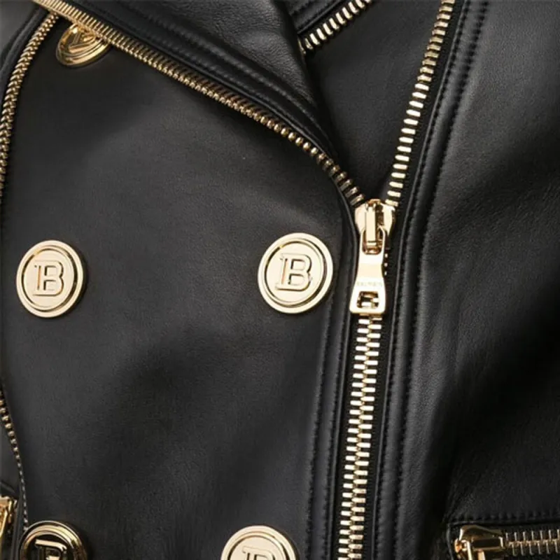 BALMAIN FW21 Leather Jacket Women's Black-4