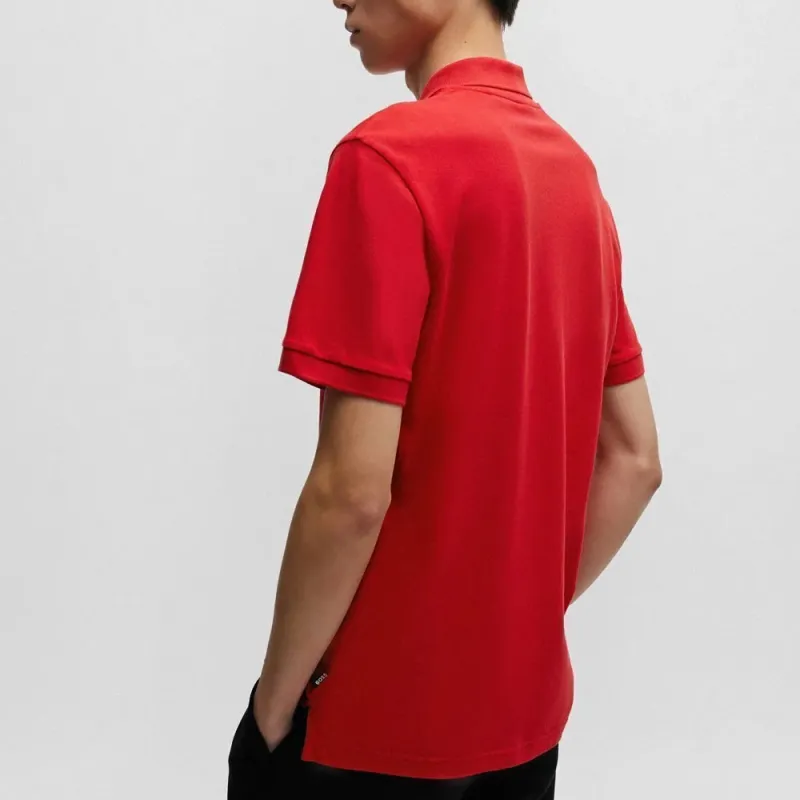 HUGO BOSS Mercerized Cotton Shirt With Special Artwork Polo Shirt Men's Red-2