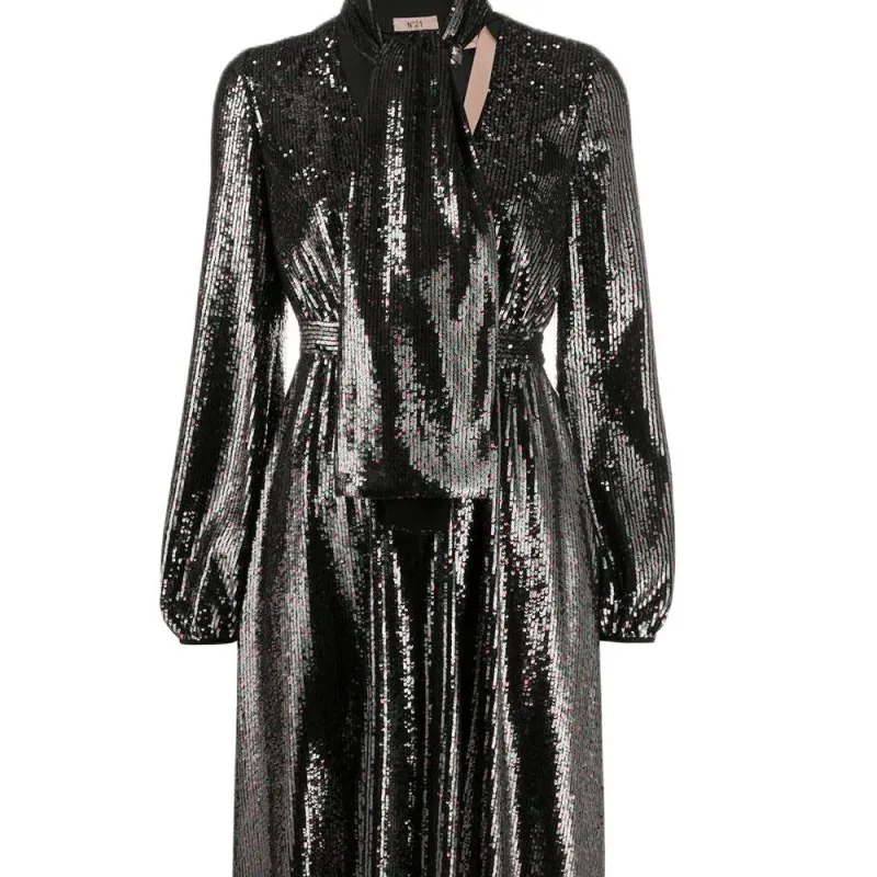 N°21 Sequin V Neck Midi Dress-4
