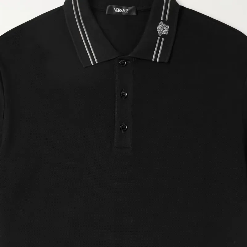 VERSACE Medusa-Embroidered Short-Sleeved Polo Shirt-5