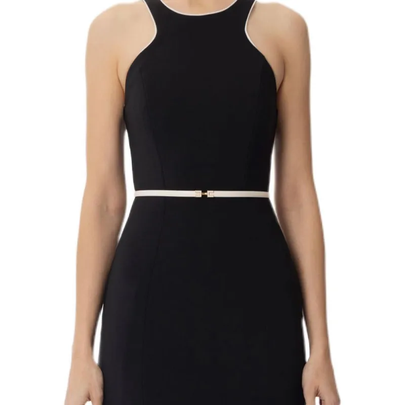 Elisabetta Franchi Contrasted Belt Crêpe Dress-3