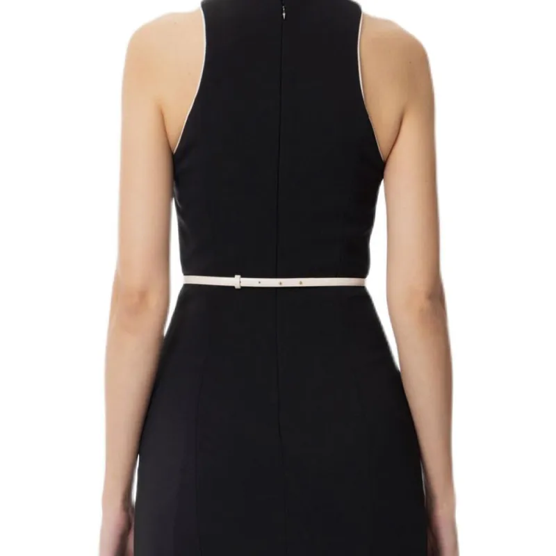 Elisabetta Franchi Contrasted Belt Crêpe Dress-4