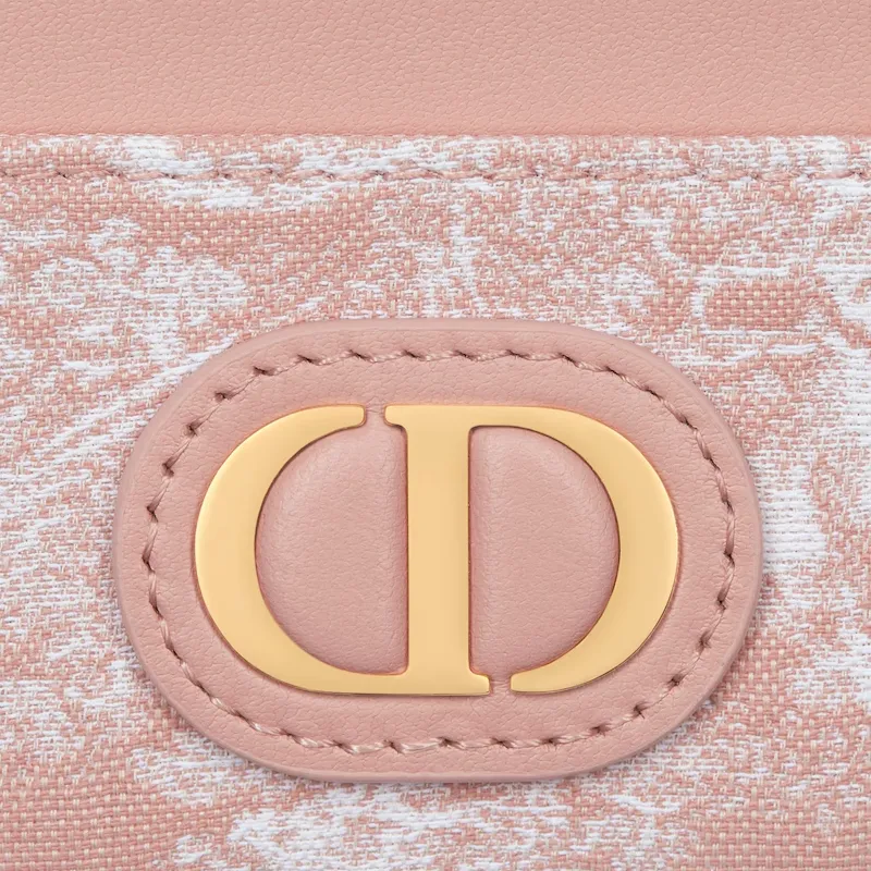 DIOR 30 Montaigne Fabric Jacquard Card Holder Women's Pink-4
