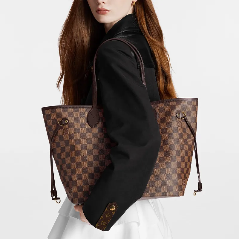 LOUIS VUITTON NEVERFULL Canvas Handbag, Shoulder Bag Medium Size Women's Ballet Rose Dance Shoes-3