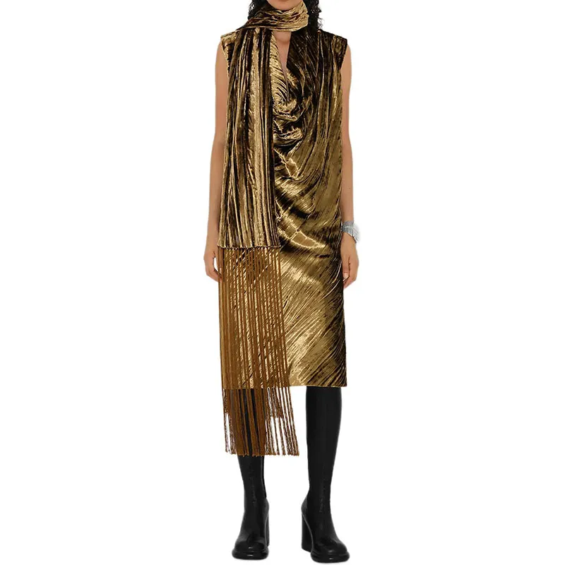 Burberry SS24 Sleeveless Dress Women's Gold-2