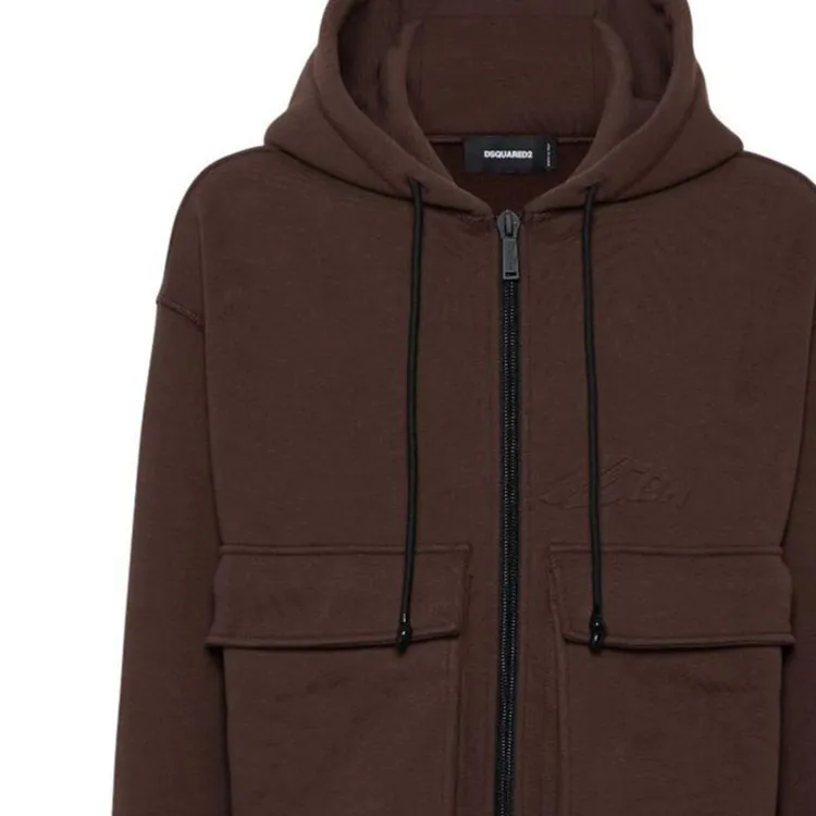 DSQUARED 2 Logo Embossed Zipped Hoodie-2