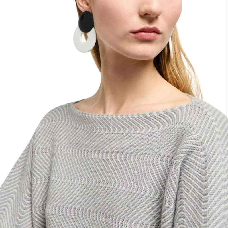 EMPORIO ARMANI Wavy Chevron Motif Boat Neck Jumper-4