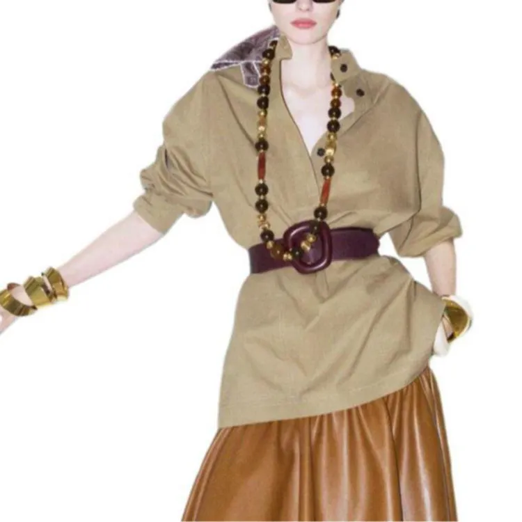 SAINT LAURENT Button Detailed Belted Tunic-3