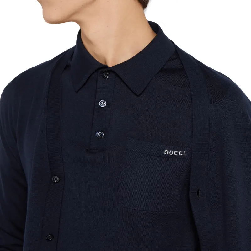 GUCCI SS25 Polo Shirt Men's Dark Blue-4