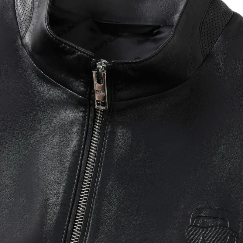 KARL LAGERFELD SS25 Leather Jacket Men's Black-3