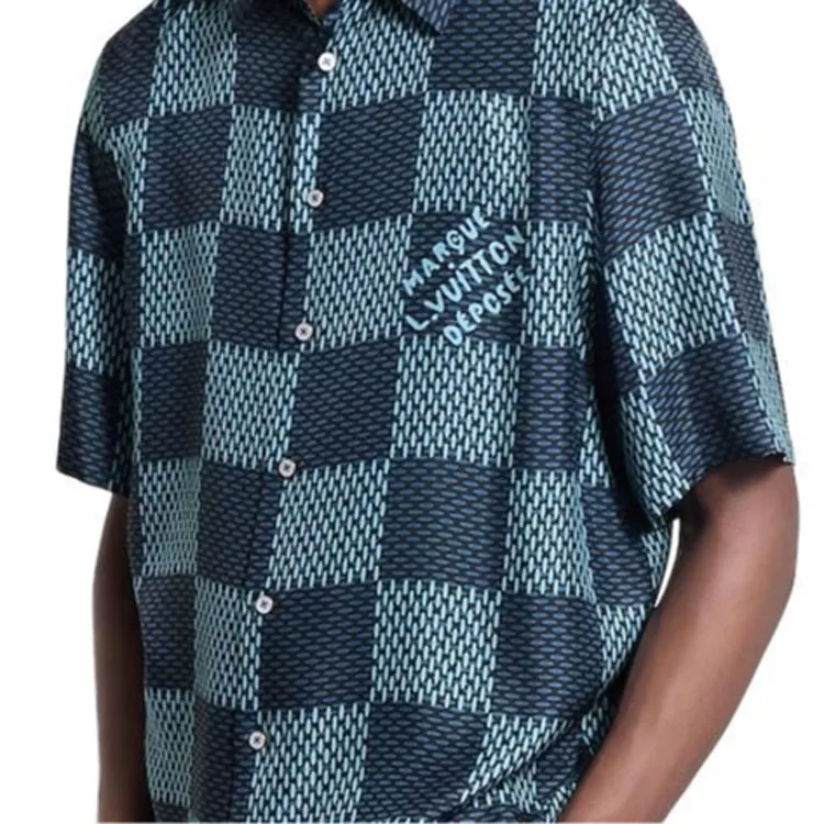 LOUIS VUITTON Damier Short Sleeved Silk Shirt-4