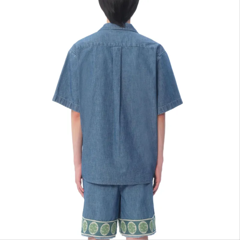 Valentino Straight Hem Denim Bowling Shirt-3