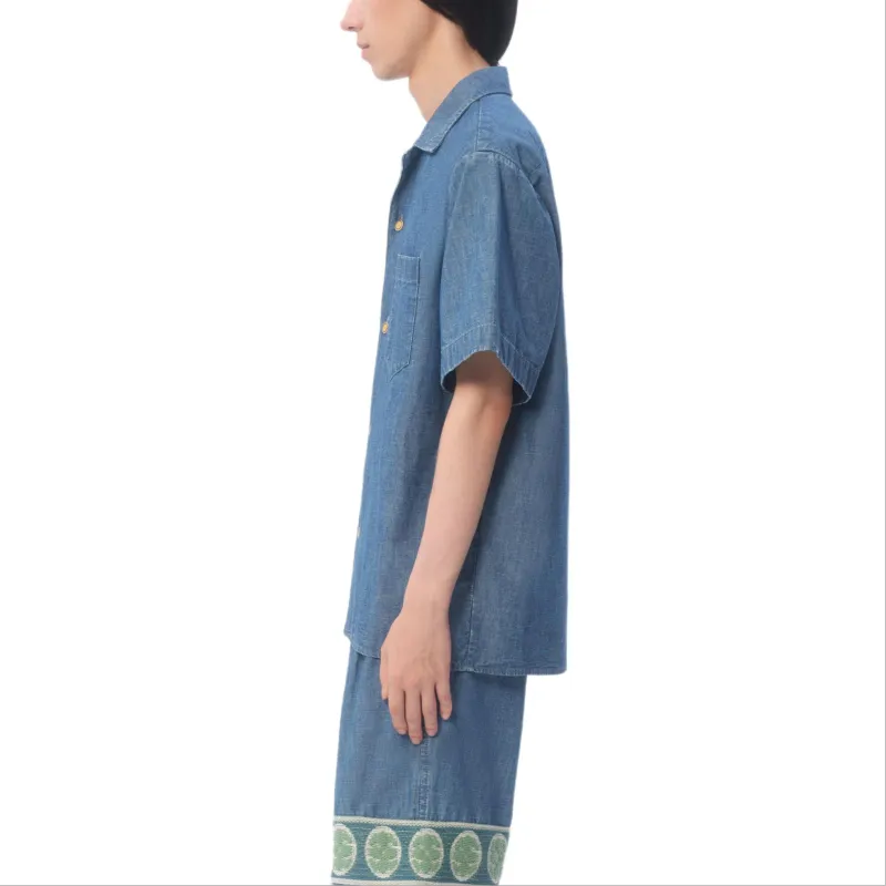 Valentino Straight Hem Denim Bowling Shirt-4