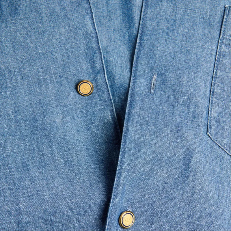 Valentino Straight Hem Denim Bowling Shirt-8