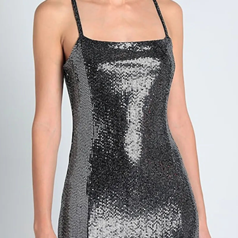 BALMAIN Sequin Spaghetti Strap Dress-4
