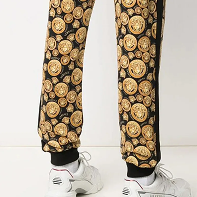 VERSACE Knitted Sports Pants Men's Yellow-5