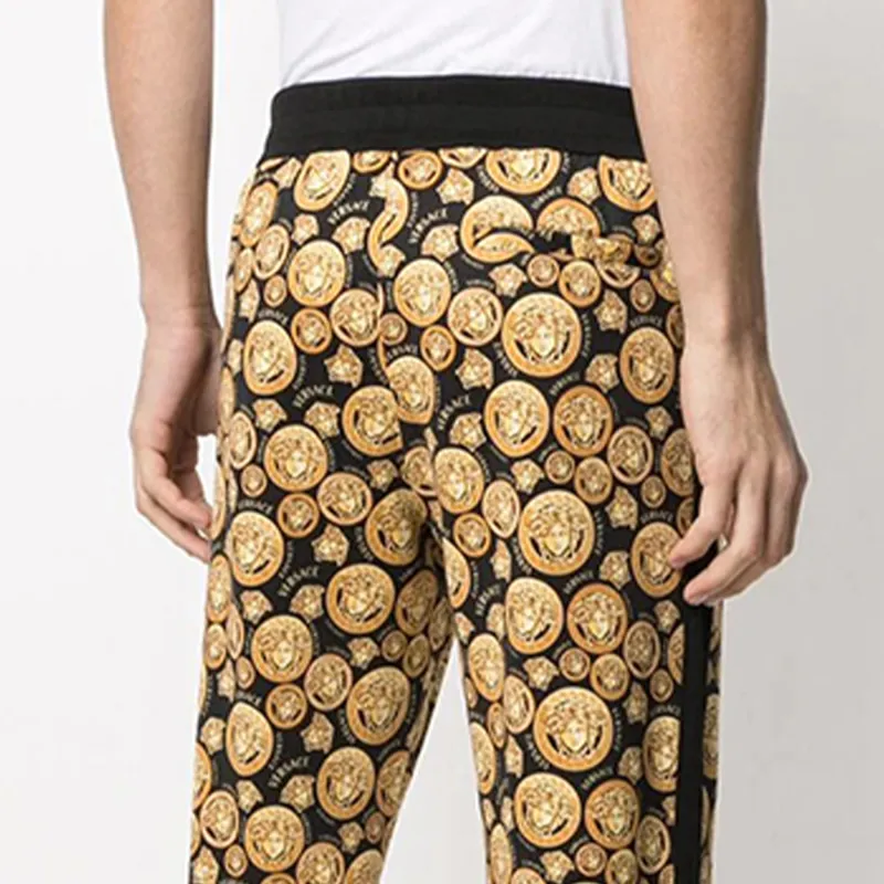 VERSACE Knitted Sports Pants Men's Yellow-4