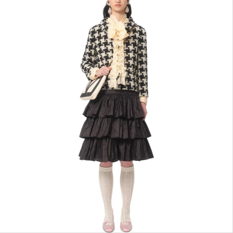 Valentino Houndstooth Detailed Tweed Jacket-1