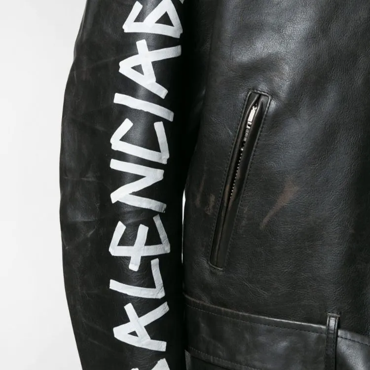 Balenciaga Leather Jackets Women's Black-4