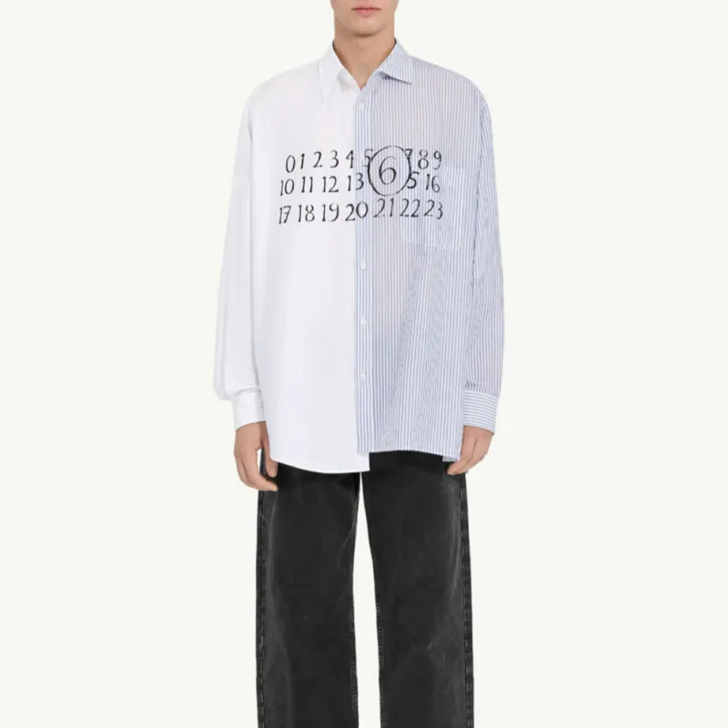 MM6 Maison Margiela Asymmetric Striped Shirt-3