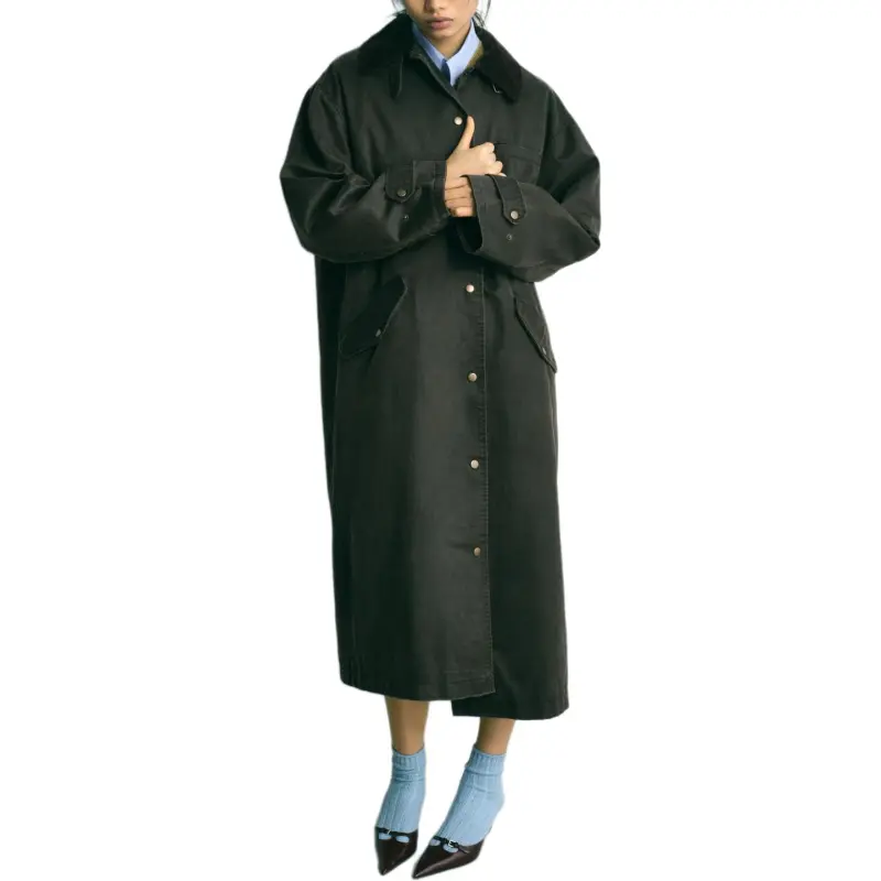 ZARA Trench Coat Women's Moss Green-2