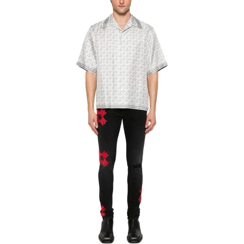 AMIRI Ma Quad appliqué Skinny Jeans-1