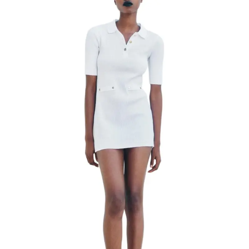 ZARA Short Sleeved Dress Women's Frosted White-3