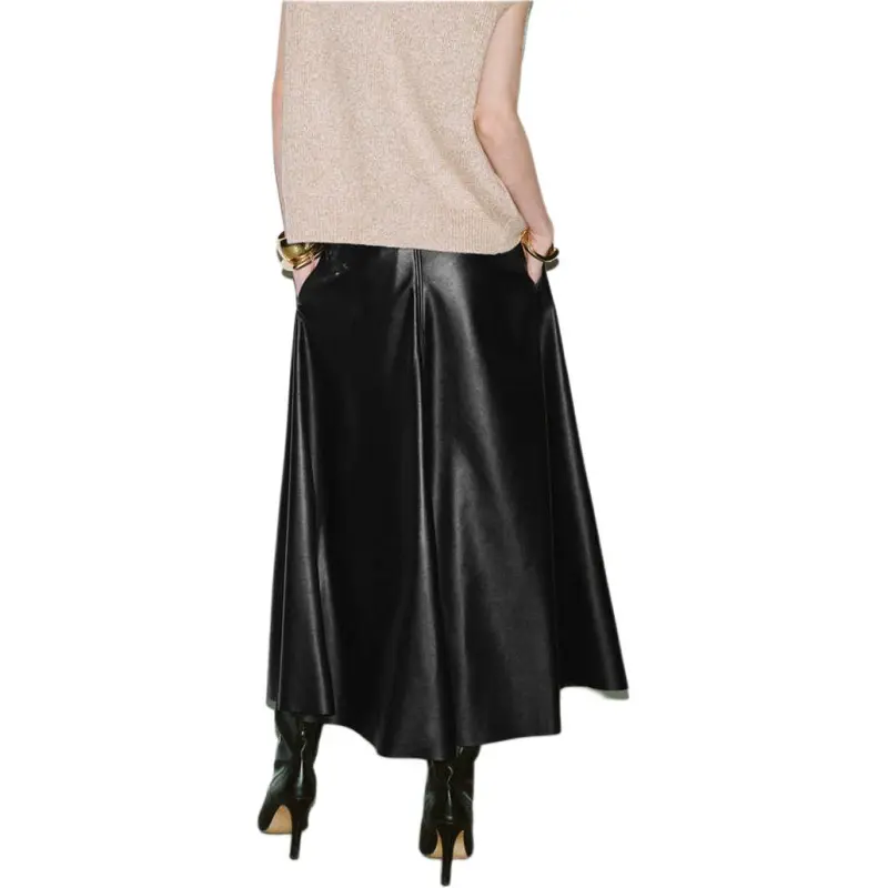 URBAN REVIVO Casual Long Skirt Women's Black-2