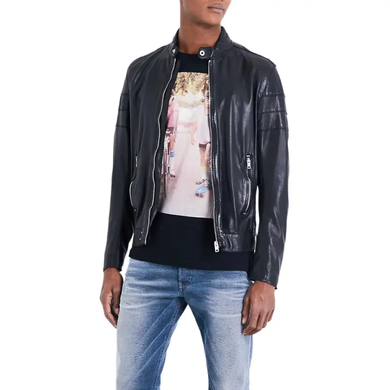DIESEL Leather Jacket Men's Black-1