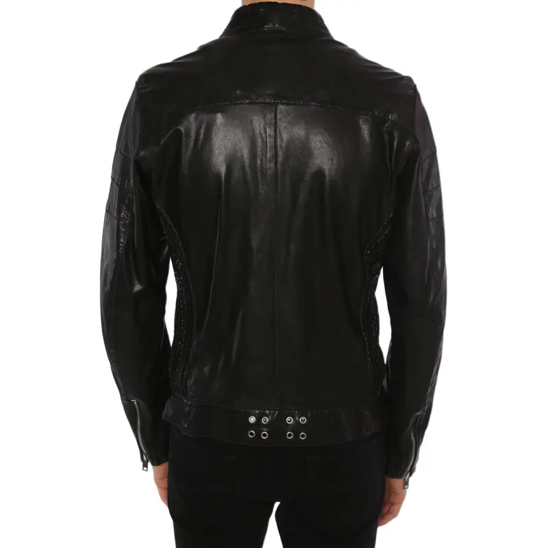 DIESEL Leather Jacket Men's Black-6