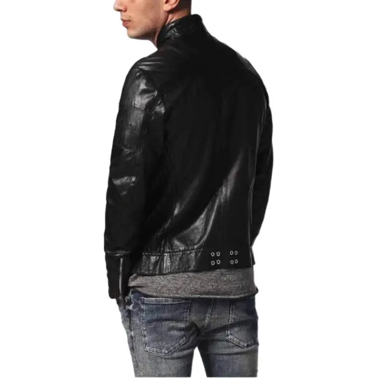 DIESEL Leather Jacket Men's Black-4