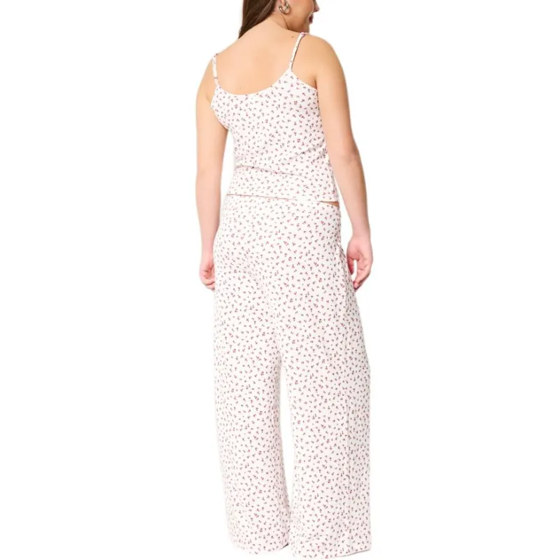 Hollister Pajama Set Women's White All Over Print-1