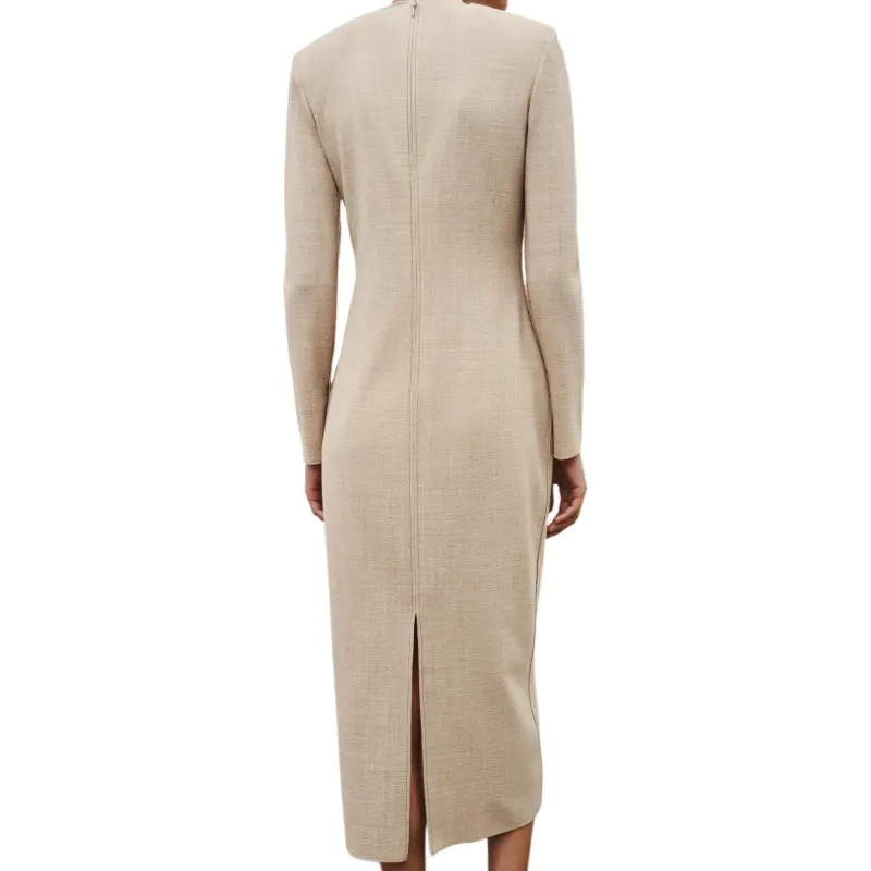ZARA ZW Series Long Sleeved Dress Women's Beige-3
