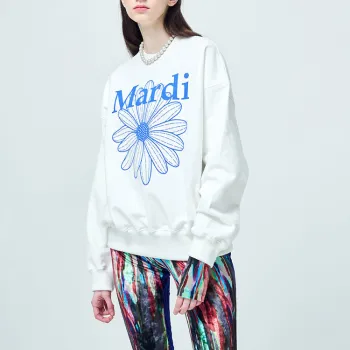 MARDI MERCREDI SS25 SWEATSHIRT FLOWERMARDI WHITE VIVIDBLUE Sweatshirt Korean Style Women's White/Blue